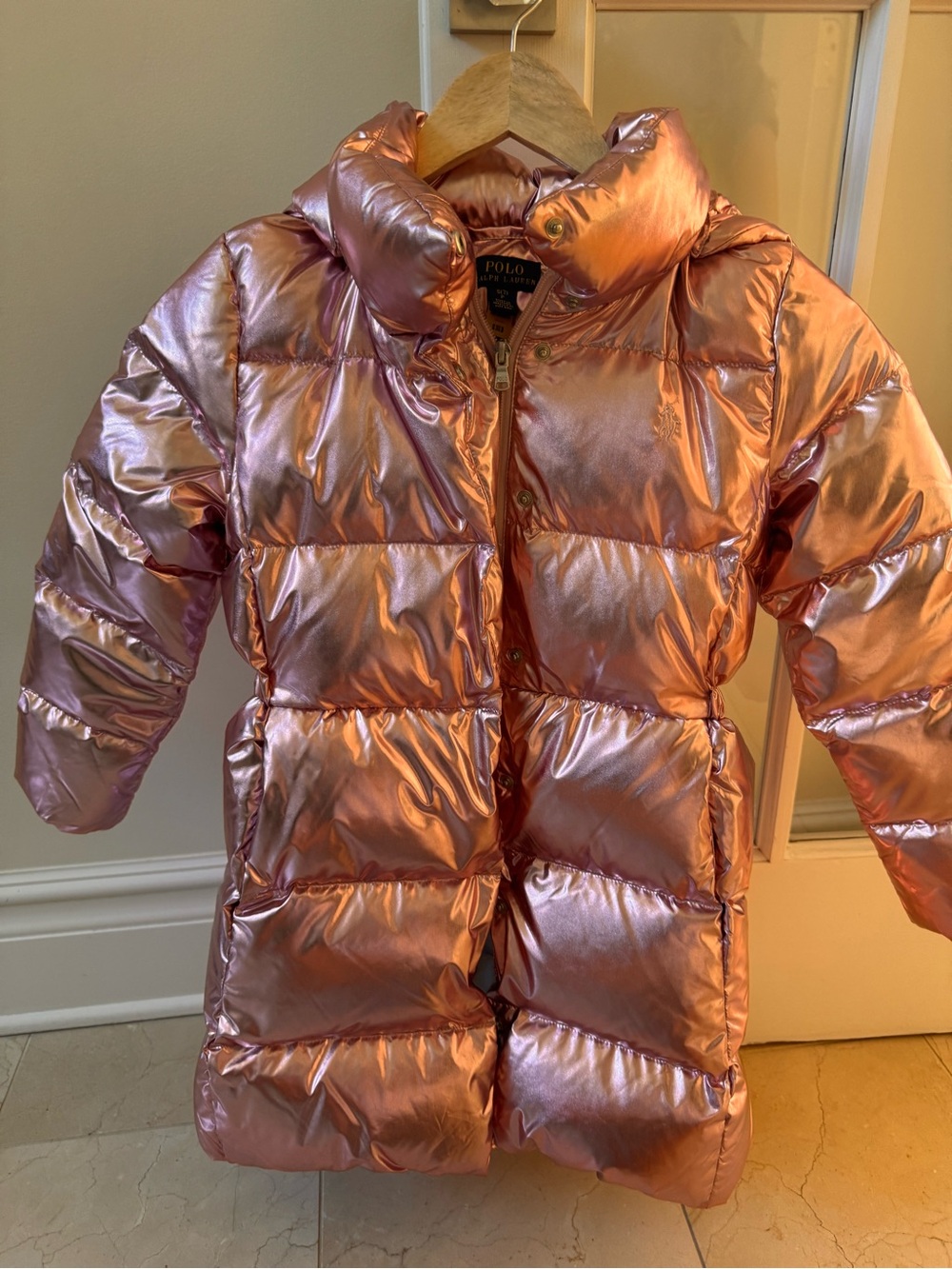 Polo by Ralph Lauren Girls' Metallic Pink Puffer Coat